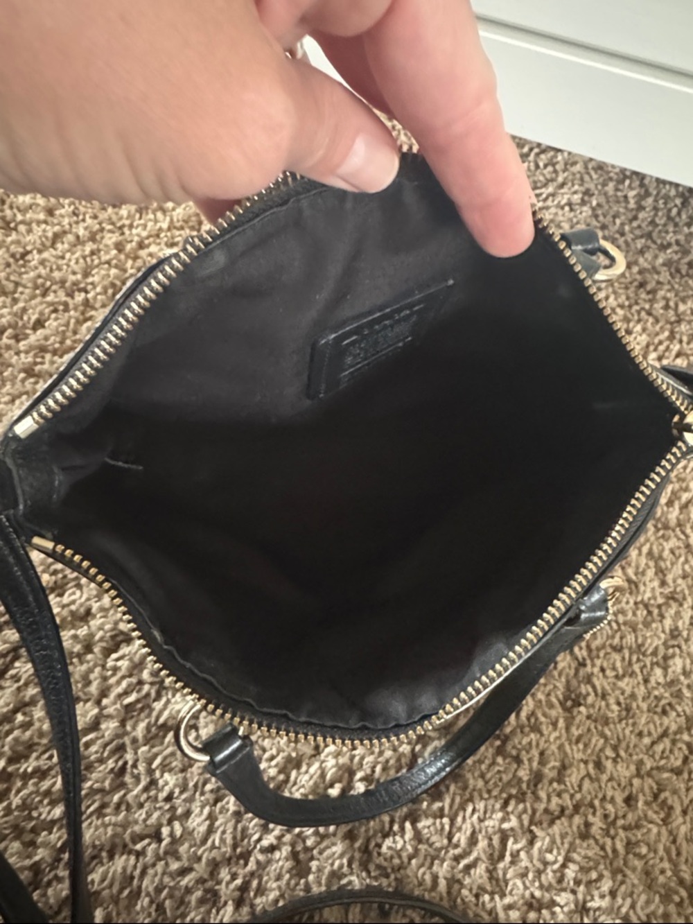 Coach Mini Kelsey Satchel 57563 in Black Pebbled Leather with Gold Hardware - Picture 10 of 13